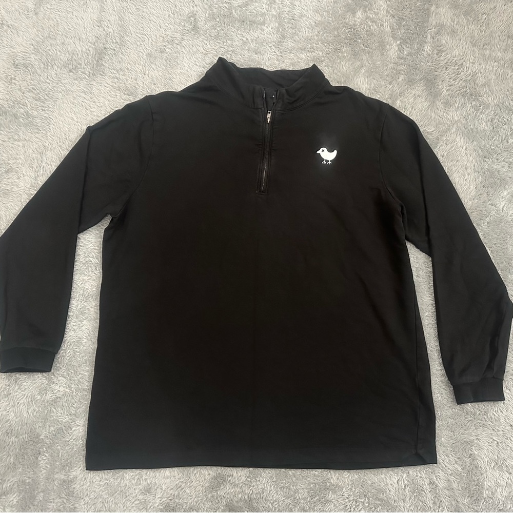 Bad Birdie Sweater Mens LARGE  Dark Black Quarter Zip Golf Sweater Pullover